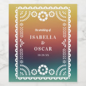 Gradient Sunset Papel Picado Inspiriert Hochzeit Weinetikett (Einzelnes Label)