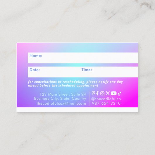 Gradient Termin Card Treuekarte (Rückseite)