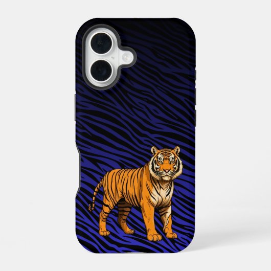 Gradient Tiger Pattern with Tiger iPhone 16 Hülle (Rückseite)