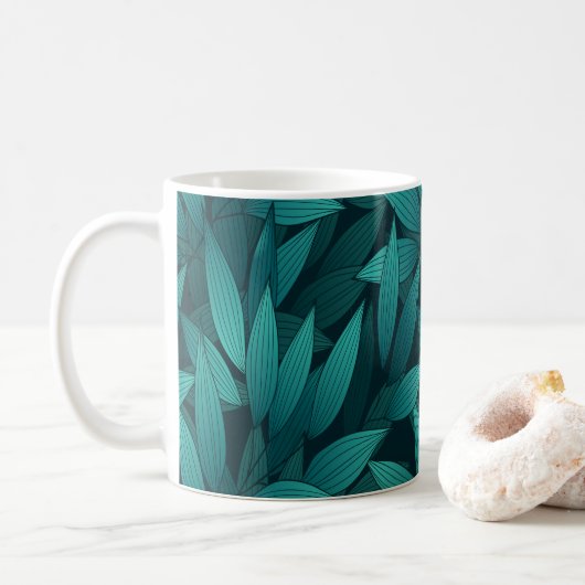 Gradient tropische Blätter Kaffeetasse (Mit Donut)