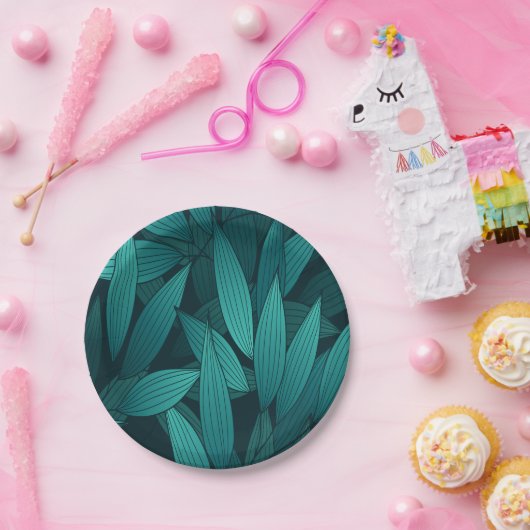 Gradient tropische Blätter Pappteller (Party)