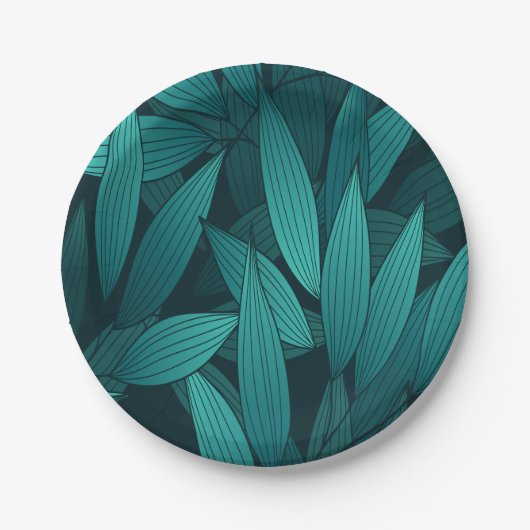 Gradient tropische Blätter Pappteller (Vorderseite)