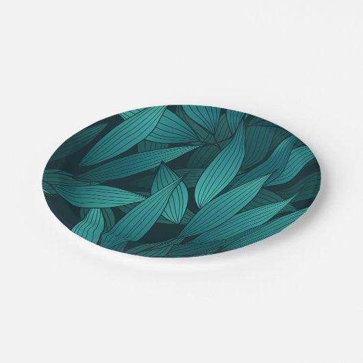 Gradient tropische Blätter Pappteller (Schrägansicht)