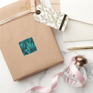 Gradient tropische Blätter Quadratischer Aufkleber