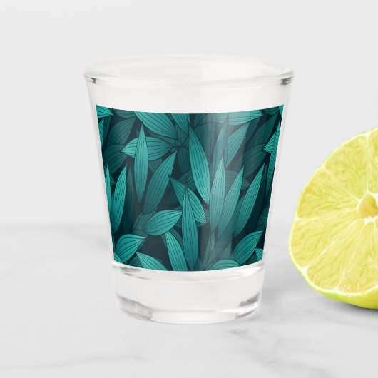 Gradient tropische Blätter Schnapsglas (Vorderseite)