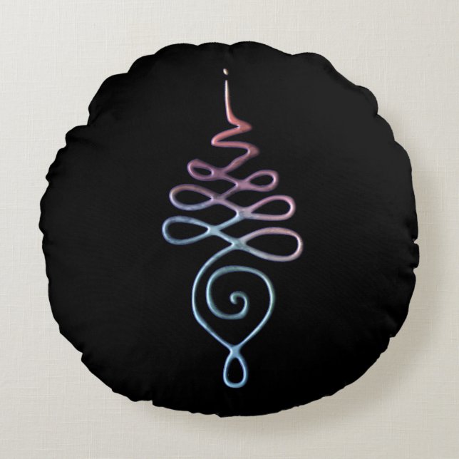 Gradient Unalome Rundes Kissen (Vorderseite)