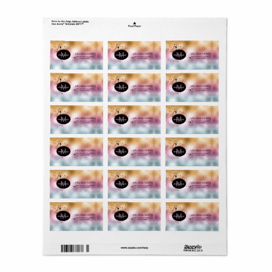 Gradient und Spritzer Monogramm Pink ID444 Adressaufkleber (Vorne)