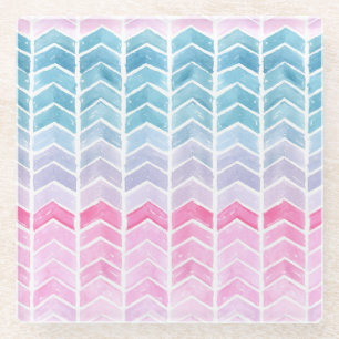 Gradient Zickzack: Watercolor Herringbone-Muster. Glasuntersetzer