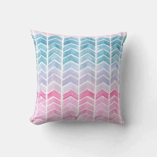 Gradient Zickzack: Watercolor Herringbone-Muster. Kissen (Vorderseite)