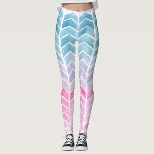Gradient Zickzack: Watercolor Herringbone-Muster. Leggings (Vorderseite)