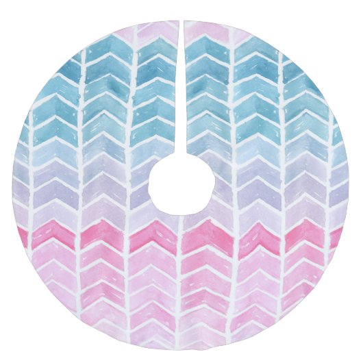 Gradient Zickzack: Watercolor Herringbone-Muster. Polyester Weihnachtsbaumdecke (Vorderseite)
