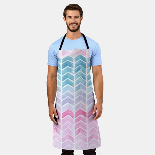 Gradient Zickzack: Watercolor Herringbone-Muster. Schürze (Getragen)