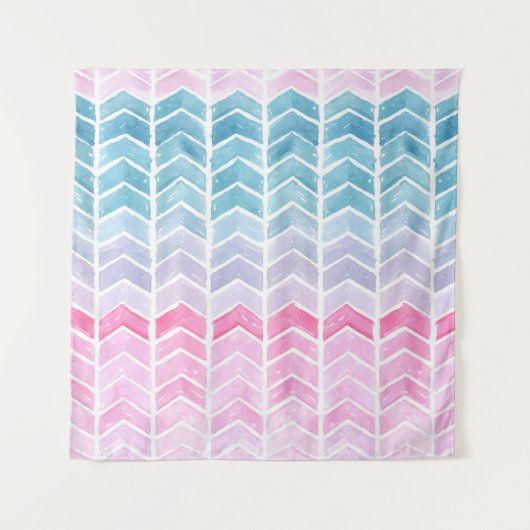 Gradient Zickzack: Watercolor Herringbone-Muster. Wandteppich (Vorderseite)