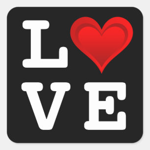Gradienten ROTE LIEBE HERZ + Ihr Text und Ihre Ide Quadratischer Aufkleber