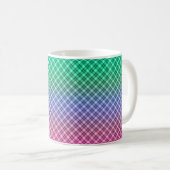 Gradientraster kariertes Karomuster rosa Kaffeetasse (VorderseiteRechts)