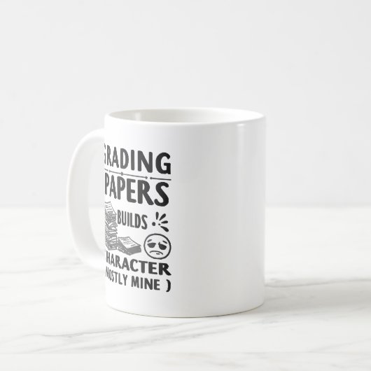 Grading Builds Character – Funny Teacher Mug Desig Kaffeetasse (Vorderseite Links)