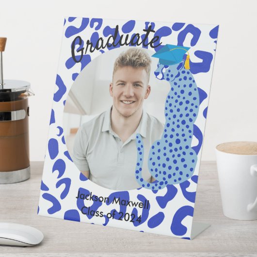 Gradion Foto Blue Leopard Pedestal Sign Sockelschild (In Situ)