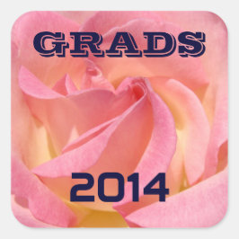 GRADS-Aufkleber Klasse der Jahr rosa Rose Abschlüs Quadratischer Aufkleber