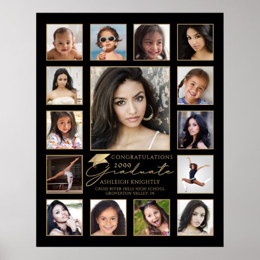 Graduate 15 Foto Collage Handgeschriebene Script C Poster (Vorne)