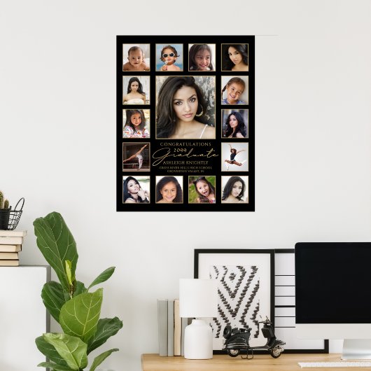 Graduate 15 Foto Collage Handgeschriebenes Skript Poster (Heimbüro)