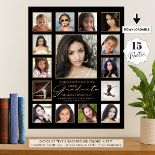 Graduate 15 Foto Collage Handgeschriebenes Skript Poster