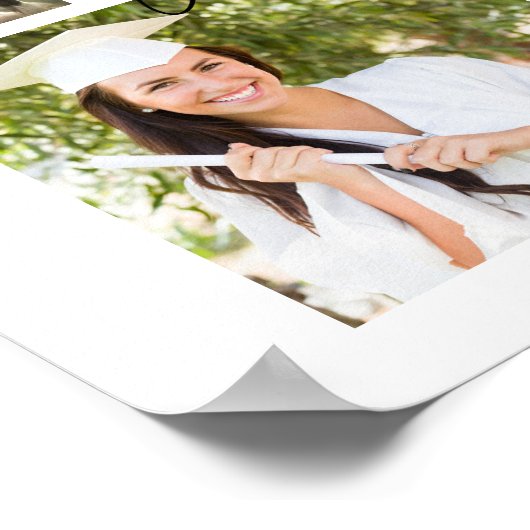 Graduate 19 Foto Collage Script weiß Custom Poster (Ecke)