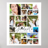 Graduate 19 Foto Collage Script weiß Custom Poster (Vorne)