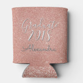 Graduate 2018 Rose Gold - Rosa Glitzer Dosenkühler (Rückseite)