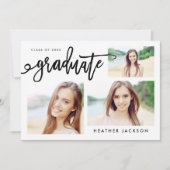 Graduate 2022 Trendy 3 Foto Collage Einladung (Vorderseite)