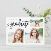Graduate 2022 Trendy 3 Foto Collage Einladung (Stehend Vorderseite)