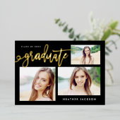 Graduate 2022 Trendy 3 Foto Collage Party Folieneinladung (Stehend vorne)