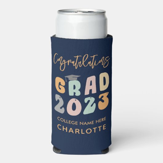Graduate 2023 Glückwunschs Graduation Party Retro Selters Dosenkühler (Seltzer Vorderseite)