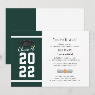Graduate 2024 Green White Graduation Party Einladung