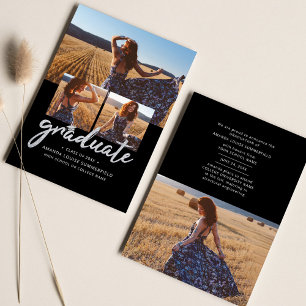 Graduate 2025 Black Script Grad Foto Collage Ankündigung