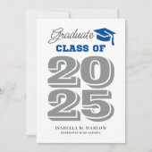 Graduate 2025 - Einladung eines blauen und grauen (Vorderseite)