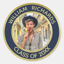 Graduate 2025 Foto Personalisiert Runder Aufkleber