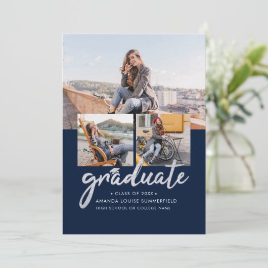 Graduate 2025 Script Foto Collage Ankündigung (Stehend Vorderseite)