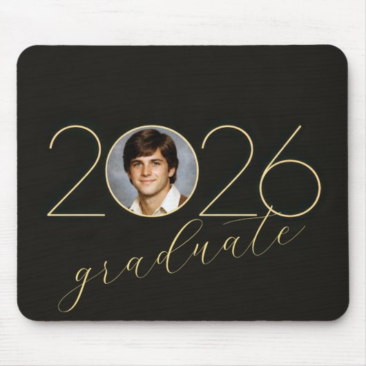 Graduate 2026 Photo Frame on Black Mousepad (Vorne)