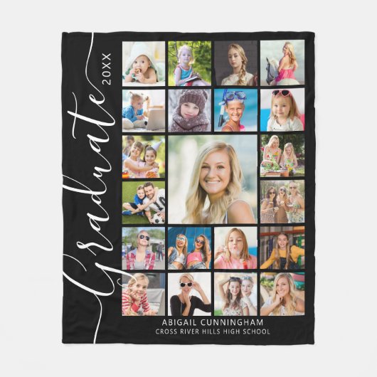 Graduate 21 Foto Collage Script - benutzerdefinier Fleecedecke (Vorderseite)