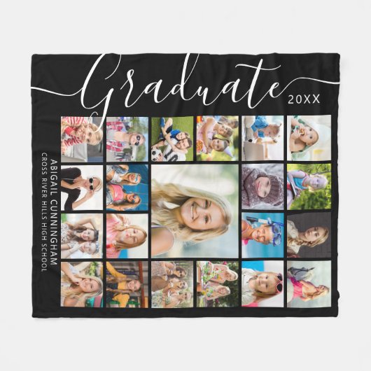 Graduate 21 Foto Collage Script - benutzerdefinier Fleecedecke (Vorderseite (Horizontal))