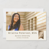 Graduate 2 Foto Elfenbeingolden Imitate Foil Sash Ankündigung (Vorderseite)