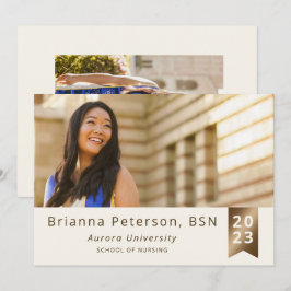 Graduate 2 Foto Elfenbeingolden Imitate Foil Sash Ankündigung