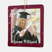 Graduate 2 Foto Maroon Brush Script Stars Keramikornament (Links)