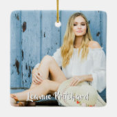 Graduate 2 Foto Maroon Brush Script Stars Keramikornament (Rückseite)