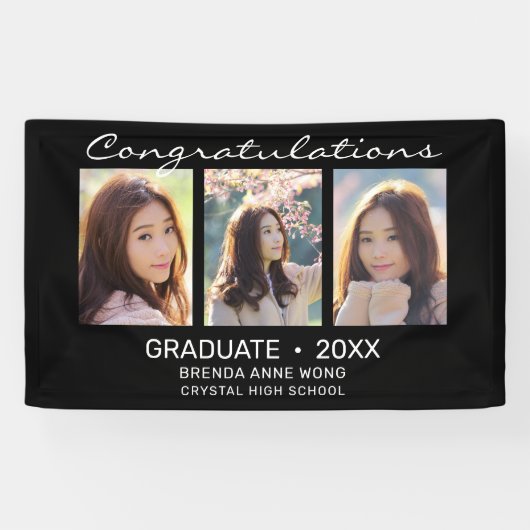 Graduate 3 Foto Collage Weiße Schrift 2023 Banner (Horizontal)