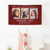 Graduate 3 Foto Collage White Script Maroon 2023 Banner (Insitu)