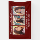 Graduate 3 Foto Collage White Script Maroon 2023 Banner (Vertikal)