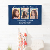Graduate 3 Foto Collage White Script Royal Blue Banner (Insitu)