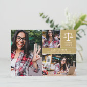 Graduate 3 Foto Law School Graduation Party Einladung (Stehend Vorderseite)