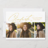 Graduate 3 Foto schlicht, modern, goldgelb Einladung (Vorderseite)